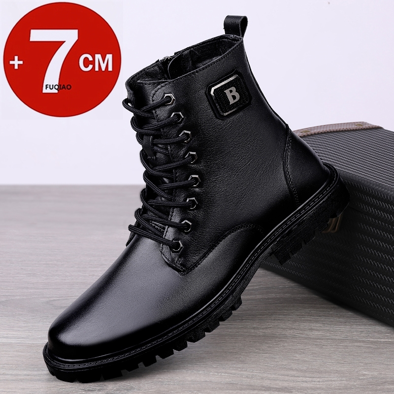 Men'S Shoes To Increase Height - Heren lederen verhogende laarzen Winter Warm