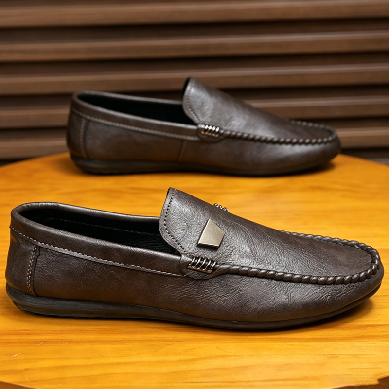 Men'S Shoes Temu - Britse stijl leren herenschoenen, minimalistische instappers,