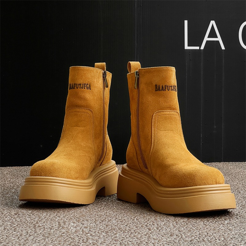 Men'S Shoes To Increase Height - Winter Europa Amerika Retro dikke zijrits