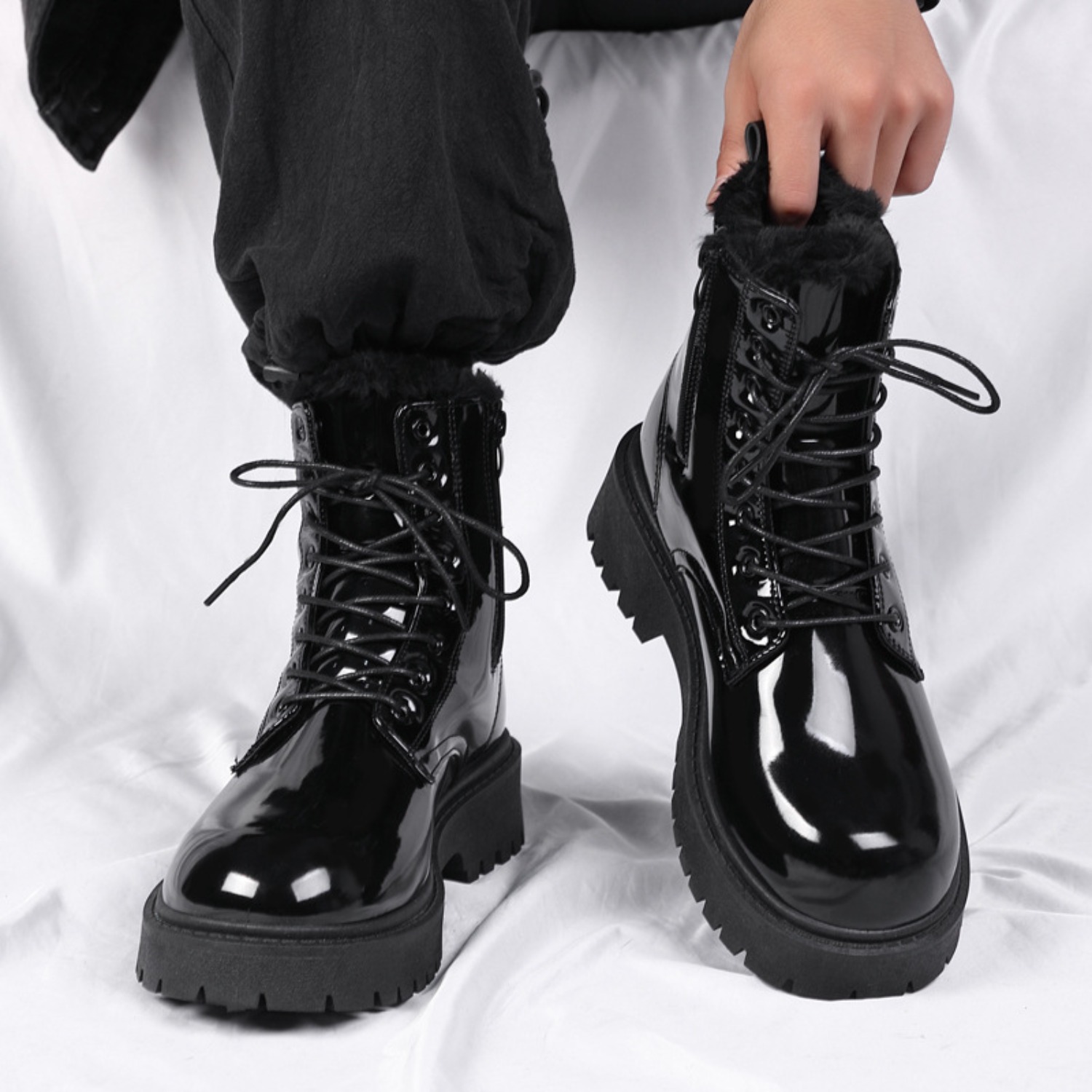 Warme, pluche hoge laarzen voo - Men Shoes Boots recensie en prijs